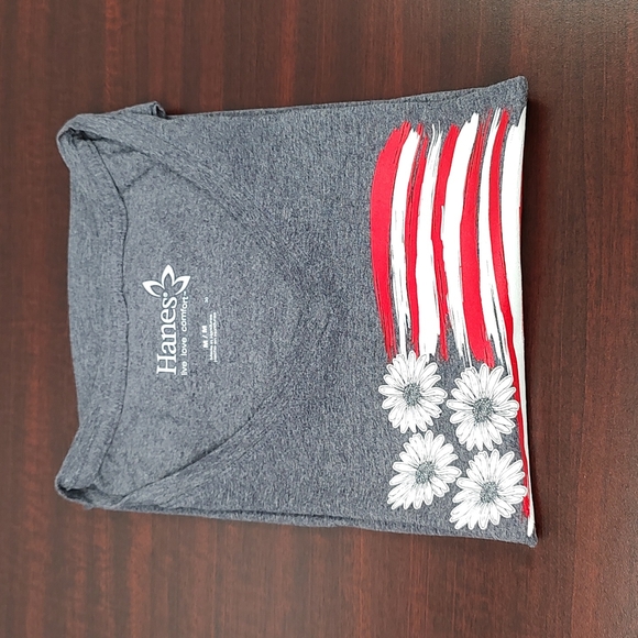 Hanes V Neck T-Shirt with Daisy Flag - Navy Heather (See Description on … - Picture 11 of 16
